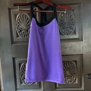 Vibrant Purple Tank with Black Straps Built in Shelf Bra XL